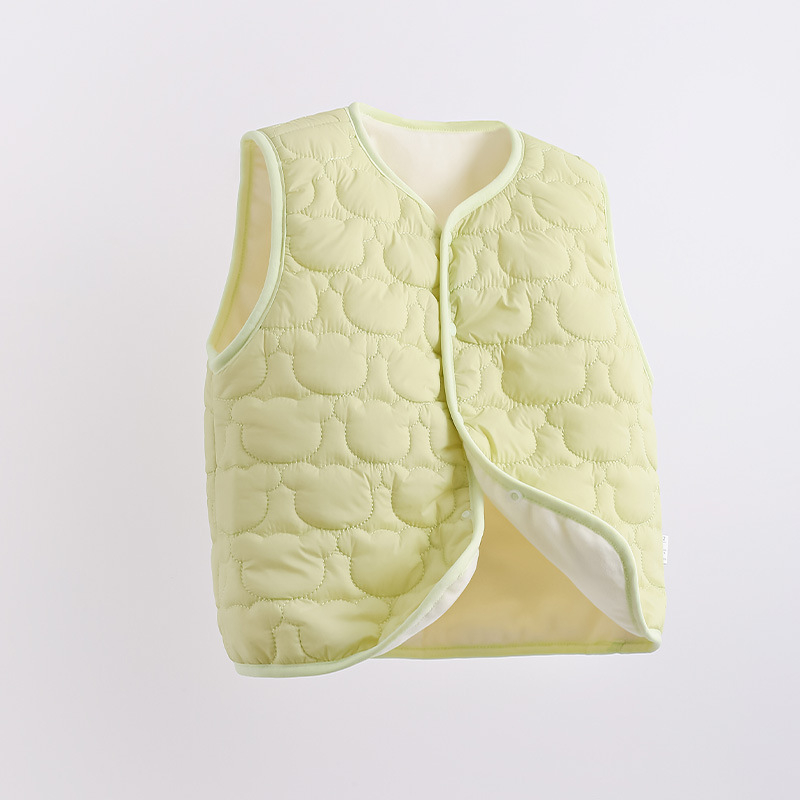 Dječja vanjska vesta, debeli poliester materijal s fleece navlakom, poliester punilo, diagonalo dugmić zatvaranje, bez kapulje, za djecu 1–3 godine, prikladna za proljeće, jesen i zimu