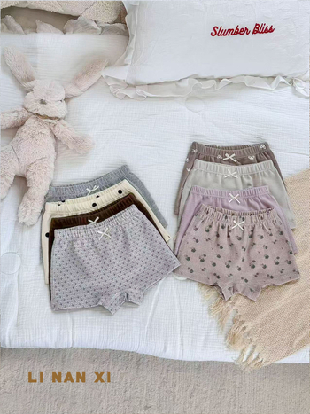 Mergaitėms skirta medvilninė apatinė apranga – korėjietiškas stilius, rudens–žiema, 92% medvilnė 8% elastanas, Klasė A, amžius 3–8 metai