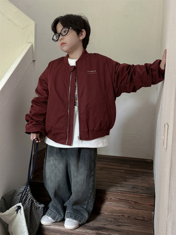 Момчешко яке в корейски стил, дебело утеплено, с цип (Зимна колекция 2024, памук 95%, закопчаване с цип, кръгла яка, дълги ръкави)