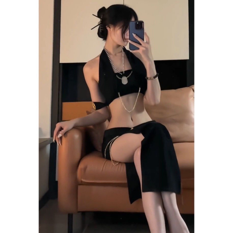 Noćna klub uniforma s naramenicama – tema egipatska mačja djevojka, poliester 90–95% (Brend Concubine; Podrijetlo: Lianyungang; Proljeće 2024)