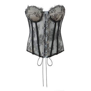 Bustier top, Slim Fit, ultra kratka duljina, poliester mreža, bez naramenica