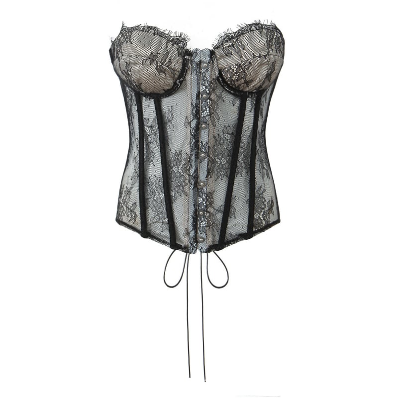 Bustier top, Slim Fit, ultra kratka duljina, poliester mreža, bez naramenica