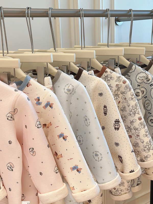 Unisex dječji termalni set (gornji i donji dio) s okruglim ovratnikom, mekani poliester 95%, za sve sezone