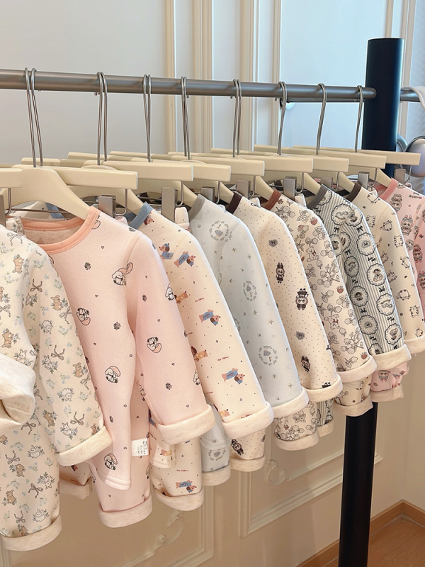 Unisex dječji termalni set (gornji i donji dio) s okruglim ovratnikom, mekani poliester 95%, za sve sezone
