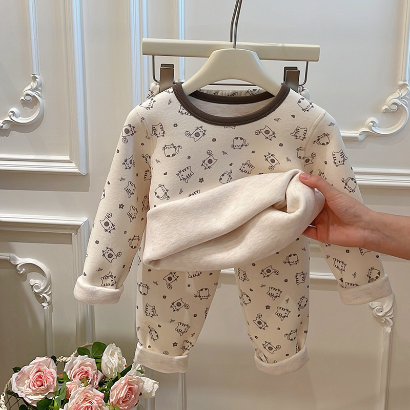Unisex dječji termalni set (gornji i donji dio) s okruglim ovratnikom, mekani poliester 95%, za sve sezone