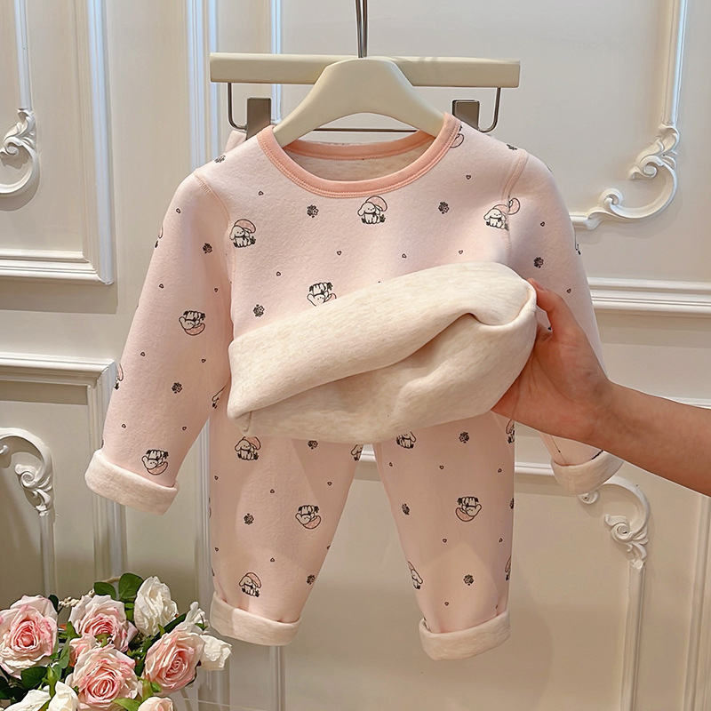 Unisex dječji termalni set (gornji i donji dio) s okruglim ovratnikom, mekani poliester 95%, za sve sezone