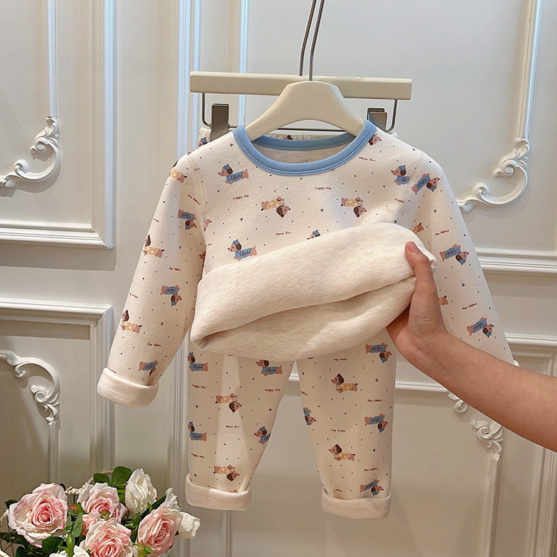 Unisex dječji termalni set (gornji i donji dio) s okruglim ovratnikom, mekani poliester 95%, za sve sezone