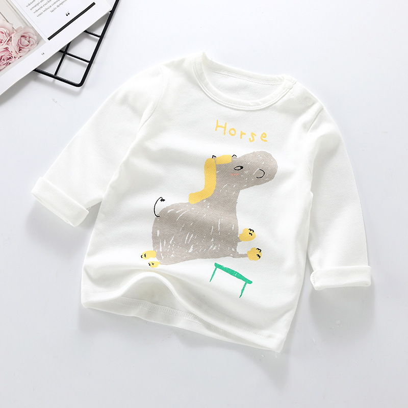 Dječja pamucna majica s dugim rukavima, okrugli izrez, unisex, crtani motiv, za djecu 1-3 godine