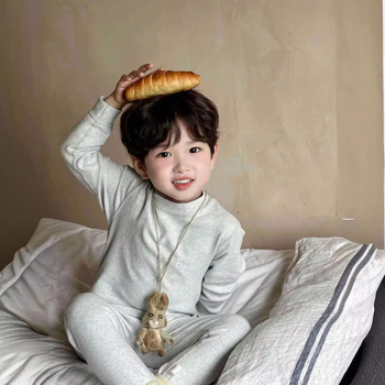 Gyerekeknek otthoni ruházati készlet, pamut, uniszex, kefés felületű, meleg, antistatikus, antibakteriális, koreai stílus