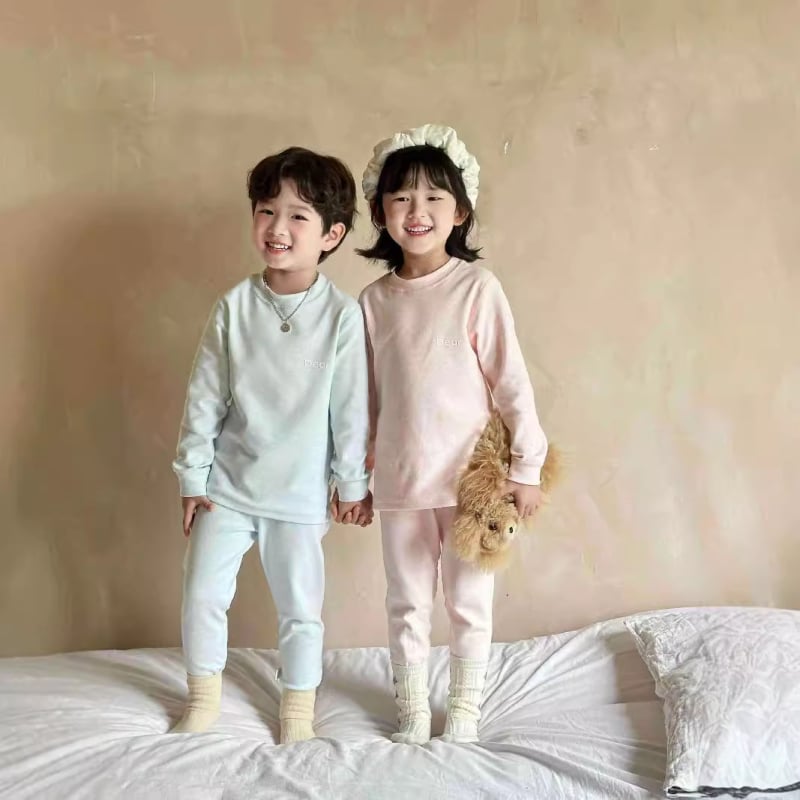 Gyerekeknek otthoni ruházati készlet, pamut, uniszex, kefés felületű, meleg, antistatikus, antibakteriális, koreai stílus