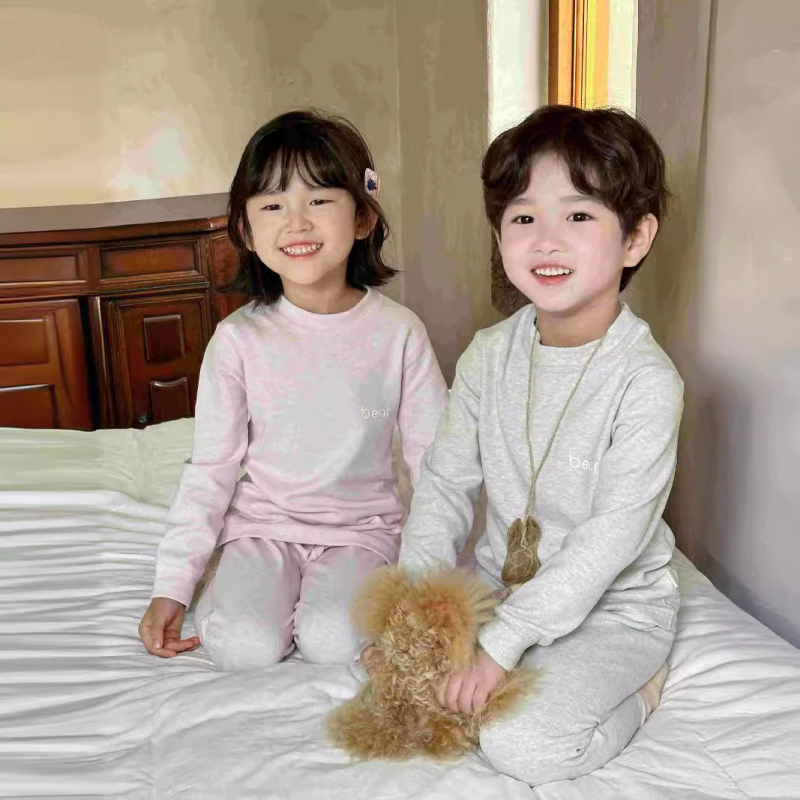 Gyerekeknek otthoni ruházati készlet, pamut, uniszex, kefés felületű, meleg, antistatikus, antibakteriális, koreai stílus