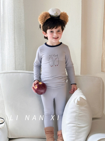 Gyerekek termális pizsama készlet – Cartoon mintás, 95% pamut, nedvszívó, 3–8 éveseknek