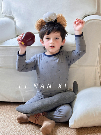 Gyerekek termális pizsama készlet – Cartoon mintás, 95% pamut, nedvszívó, 3–8 éveseknek