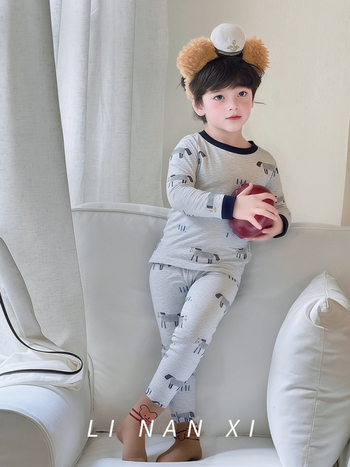 Gyerekek termális pizsama készlet – Cartoon mintás, 95% pamut, nedvszívó, 3–8 éveseknek