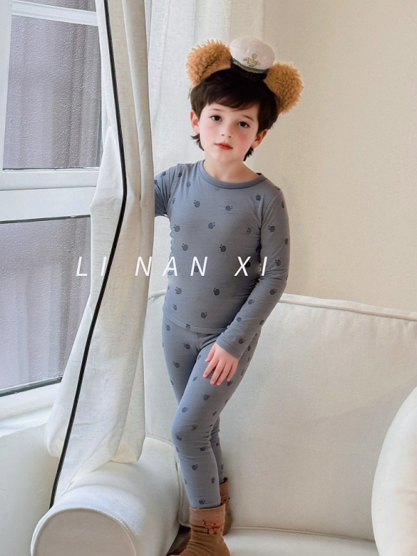 Gyerekek termális pizsama készlet – Cartoon mintás, 95% pamut, nedvszívó, 3–8 éveseknek