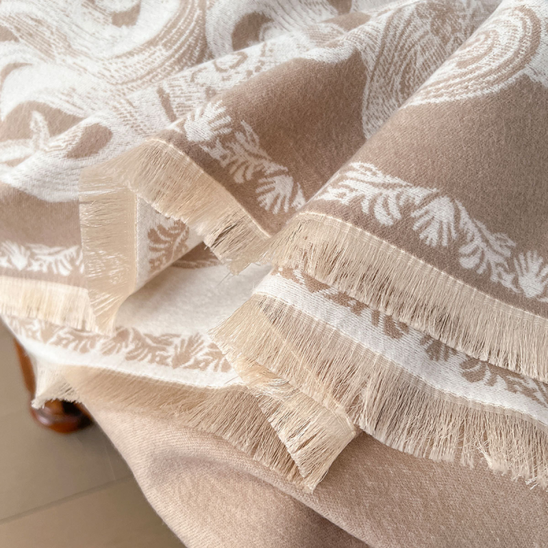 Ženski zimski šal-kabát od umjetnog kašmira, cvjetni uzorak, elegantan stil, topao, warp pletenje