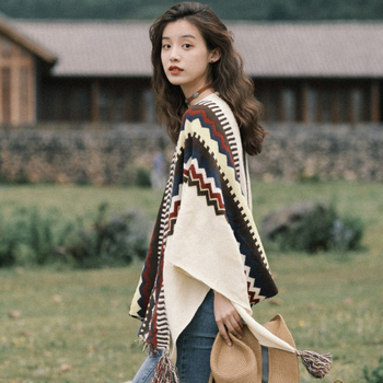 Boemski etnički šal s ukrasom za žene (akril; jednostavno tkanje; geometrijski uzorak; Jacquard)