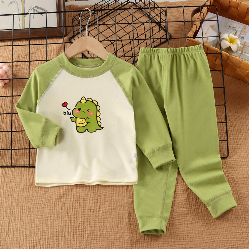 Dječji set pidžama od njemačkog velura, unisex, uzorak životinja/karikatura, zima/proljeće/jesen, uzrast 3–8 godina