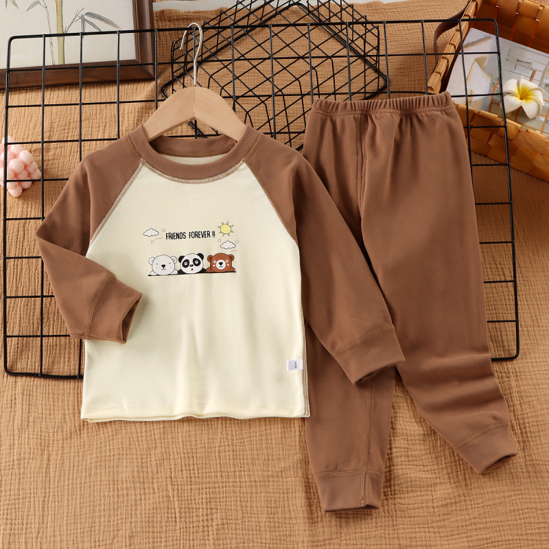 Dječji set pidžama od njemačkog velura, unisex, uzorak životinja/karikatura, zima/proljeće/jesen, uzrast 3–8 godina