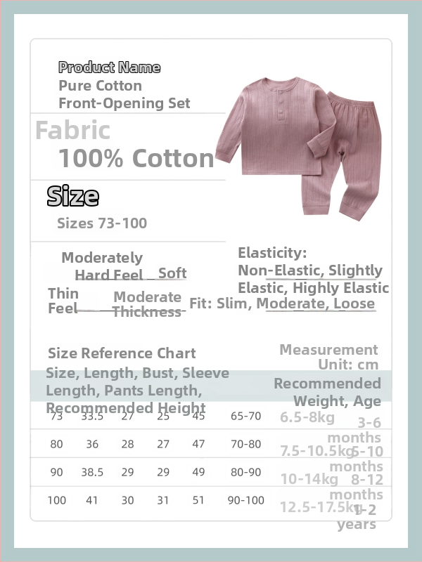 Beebi puuvillane termilise aluspesu komplekt – unisex, 100% puuvill, niiskuse juhtimine (Klass A, 1–3-aastastele)