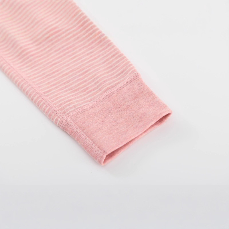 Dječji dvodijelni set pidžama, unisex, poliester velur tkanina, prugast uzorak, okrugli ovratnik, topao