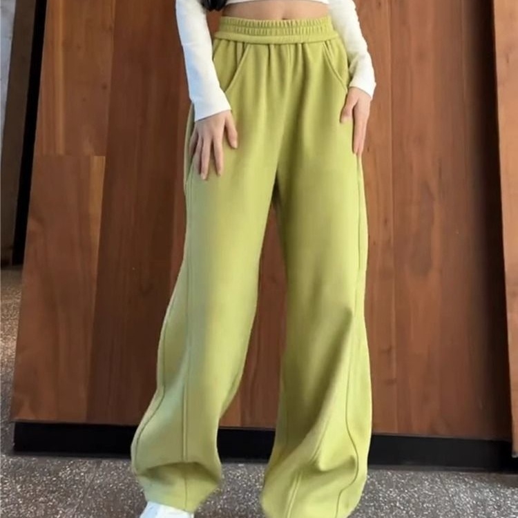 Ženske široke hlače od vune, duge, casual stil, elegantan temperament