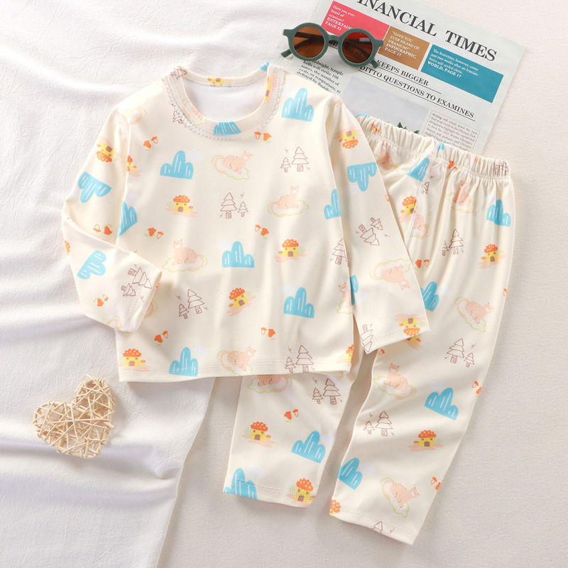 Gyerekeknek készült fleece melegítő készlet: uniszex, 95% poliészter, fleece anyag, minta karikatúra/betű, 3–8 éveseknek, téli otthoni ruházat