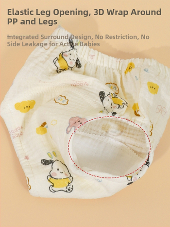 Mu Mu Bear Korejiečio stiliaus kūdikių tualeto treniravimo kelnaitės, atsparios vandeniui sauskelnėms uždangos, crepe medžiaga, svoris 9–18 kg, amžius 1–3 metai