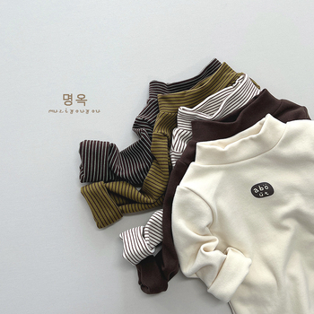 Gyerekeknek készült polár béléses felső, koreai stílus, hosszú ujjú, álló gallér, rajzfilm mintázat