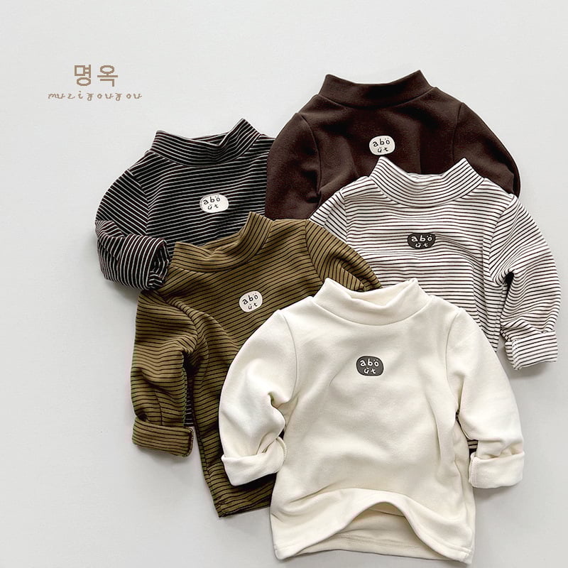 Gyerekeknek készült polár béléses felső, koreai stílus, hosszú ujjú, álló gallér, rajzfilm mintázat