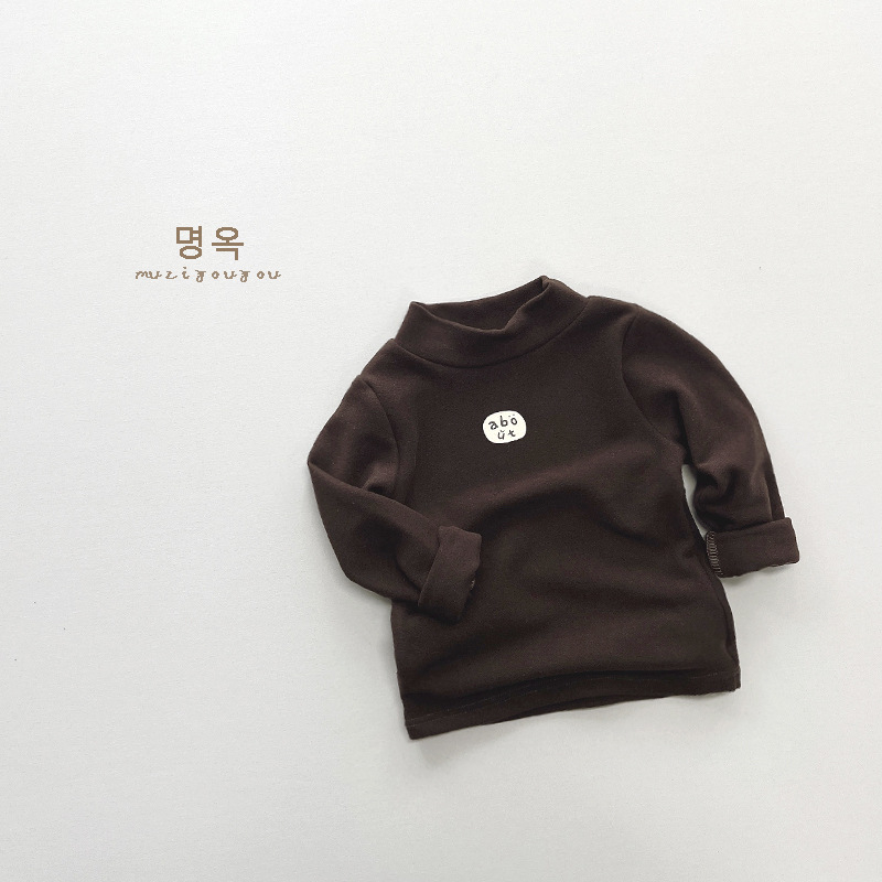 Gyerekeknek készült polár béléses felső, koreai stílus, hosszú ujjú, álló gallér, rajzfilm mintázat