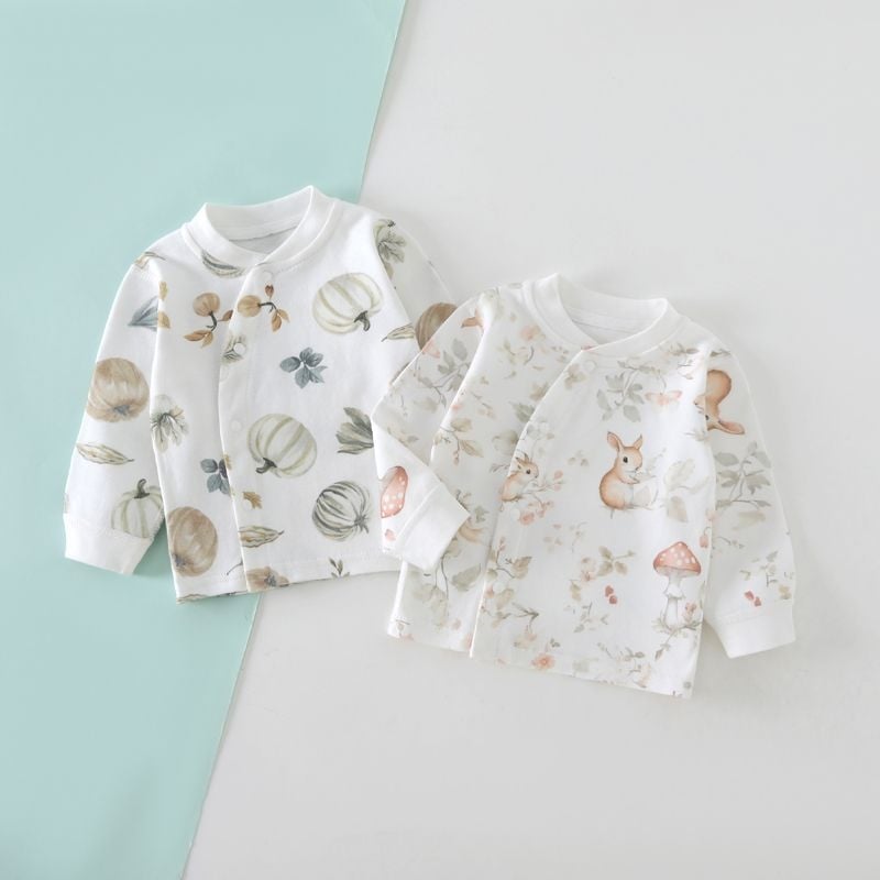 Set od 2 komada dječjeg topa od 100% pamuka, unisex, za novorođenčad 0–1 godina, bez ovratnika