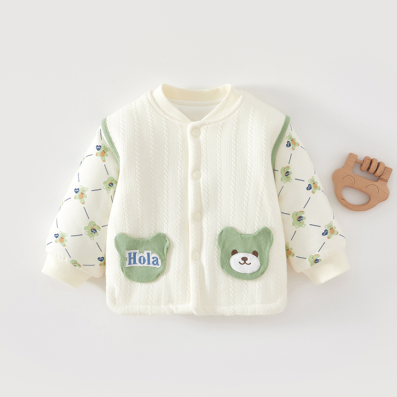 Beebi puuvillane talvetopp V-kaelusega, väliskangas 95% puuvill, sisemine 100% puuvill, pehme töötlemine, vanus 1–3 aastat