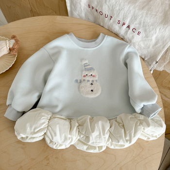 Dvodijelni dječji fleece set s motivom snježnog čovjeka, 90% pamuk, za uzrast 3–8 godina
