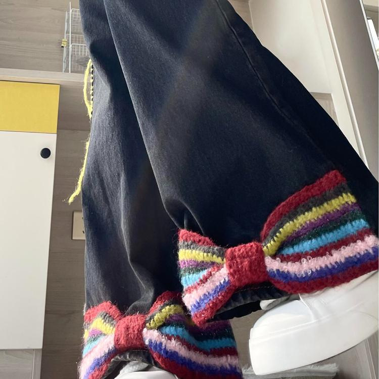 Džinsinės plačios kelnės su aukštu juosmeniu, ilgos, Poliesteris 90–95% / Spandeks <30%