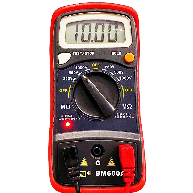 BM500A Skaitmeninis izoliacijos atsparumo testeris, 500V/1000V, Nešiojamas, Shenzhen Binjiang