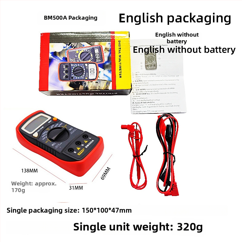 BM500A Skaitmeninis izoliacijos atsparumo testeris, 500V/1000V, Nešiojamas, Shenzhen Binjiang