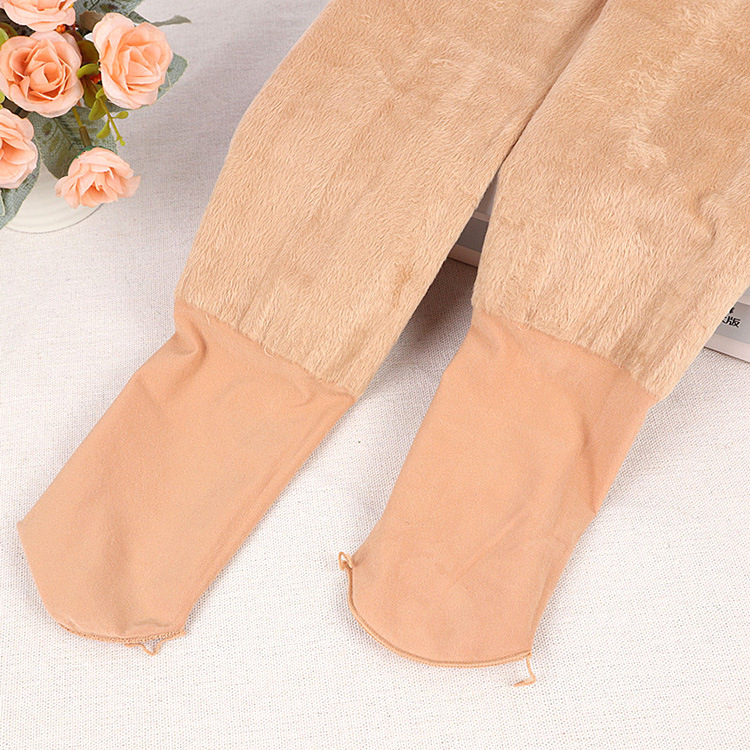 Ženske najlon tajice s plišanim unutarnjim slojem, srednje gustoće, jednobojni uzorak, glavna tkanina 64,8% najlon