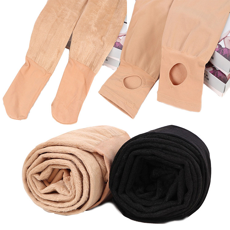 Ženske najlon tajice s plišanim unutarnjim slojem, srednje gustoće, jednobojni uzorak, glavna tkanina 64,8% najlon