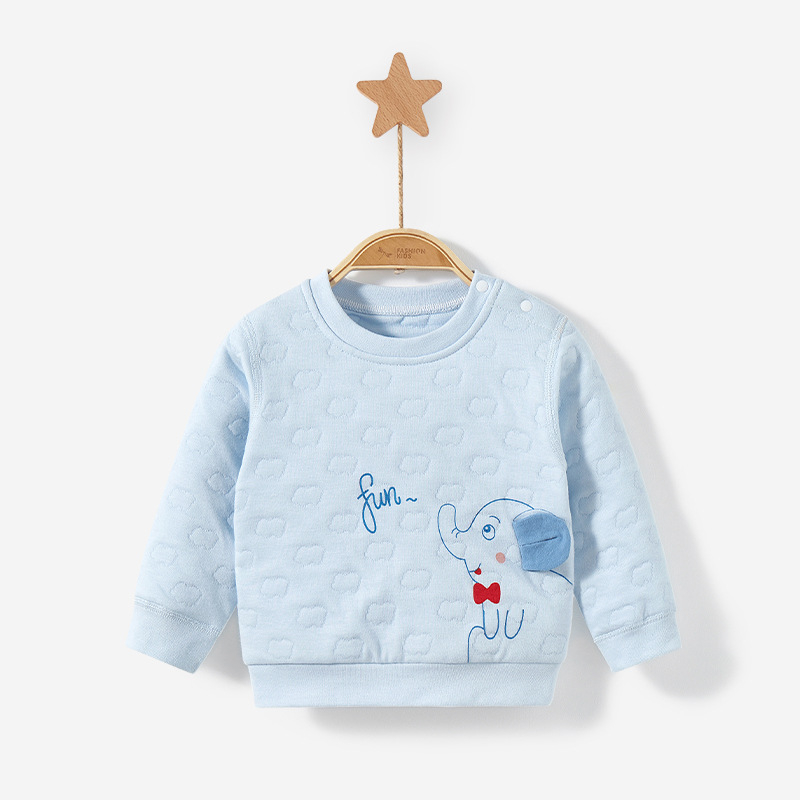 Детско памучно топло горнище за зима, кръгло деколте, без качулка, термо бельо за възраст 1–3 години, мека обработка на тъканта