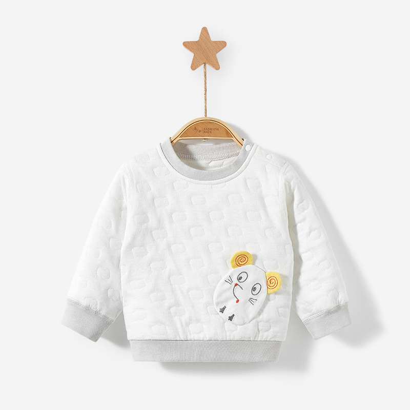 Детско памучно топло горнище за зима, кръгло деколте, без качулка, термо бельо за възраст 1–3 години, мека обработка на тъканта