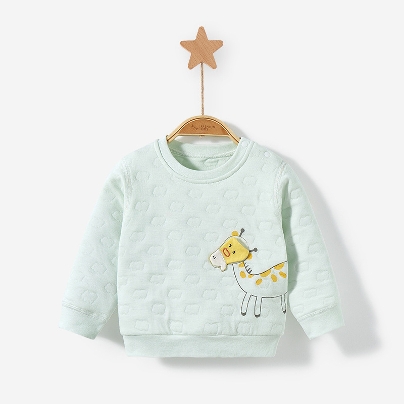 Детско памучно топло горнище за зима, кръгло деколте, без качулка, термо бельо за възраст 1–3 години, мека обработка на тъканта