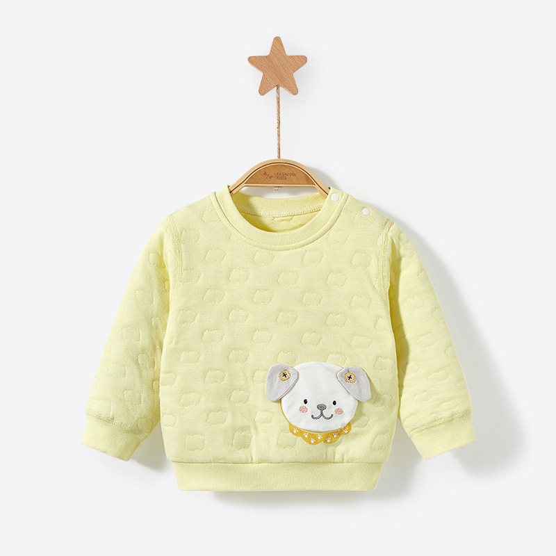 Детско памучно топло горнище за зима, кръгло деколте, без качулка, термо бельо за възраст 1–3 години, мека обработка на тъканта