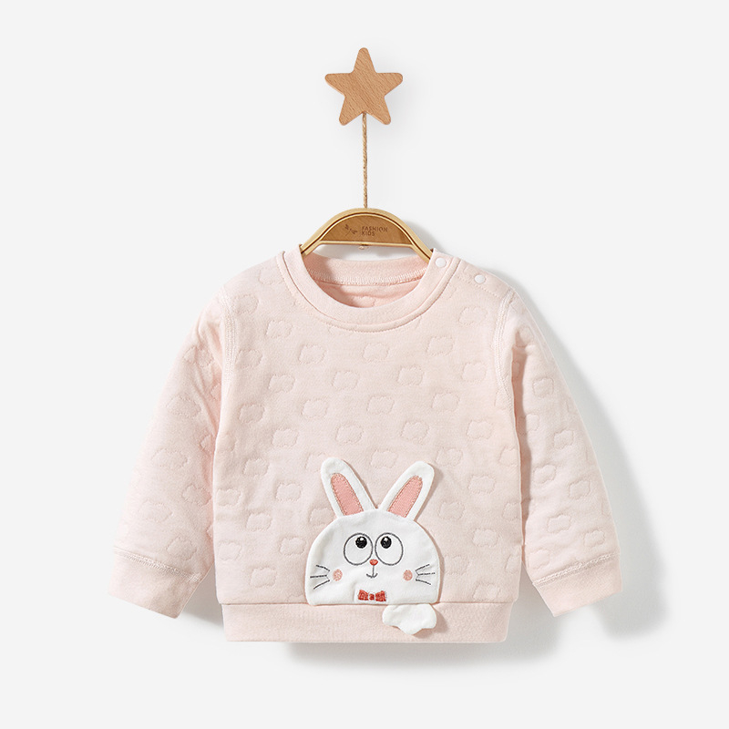 Детско памучно топло горнище за зима, кръгло деколте, без качулка, термо бельо за възраст 1–3 години, мека обработка на тъканта