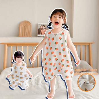 Karikatūrų vasaros medvilninė miego liemenė vaikams 1–3 metų, drėgmės šalinimas