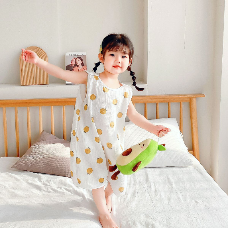 Karikatūrų vasaros medvilninė miego liemenė vaikams 1–3 metų, drėgmės šalinimas