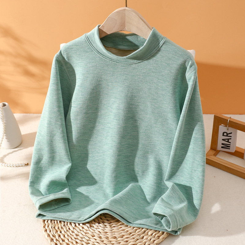 Dječji zimski termalni top s okruglim vratom, fleec podstava, 25% viskoze, za dob 3–8 godina