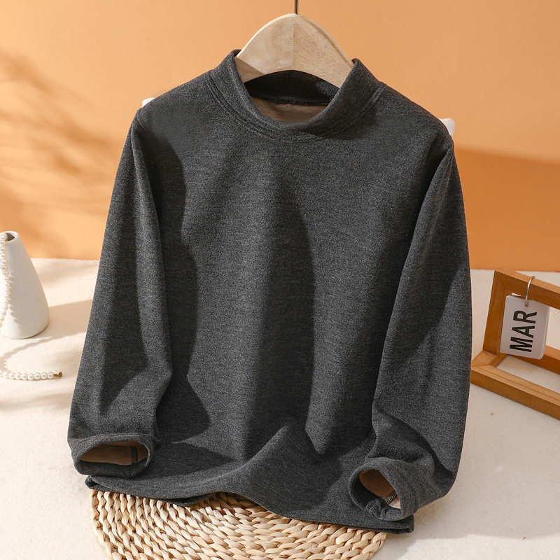 Dječji zimski termalni top s okruglim vratom, fleec podstava, 25% viskoze, za dob 3–8 godina