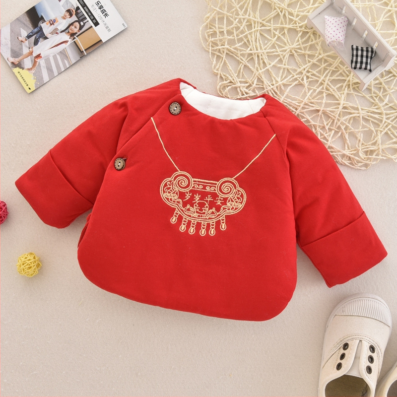 Kūdikių žieminis marškinėliai iš medvilnės su poliesterio pamušalu, apvalus kaklo iškirpimas, be gobtuvo, skirti 0–3 mėnesiams