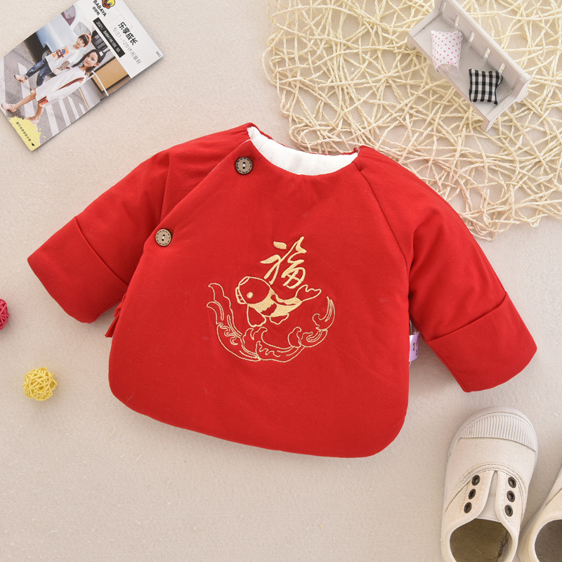 Kūdikių žieminis marškinėliai iš medvilnės su poliesterio pamušalu, apvalus kaklo iškirpimas, be gobtuvo, skirti 0–3 mėnesiams